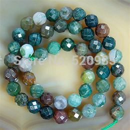 Whole-Whole 4 6 8 10 12 14mm Faceted Natural Indian Agate Round loose stone Jewellery Beads Gemstone Agate Beads Shippi234Q