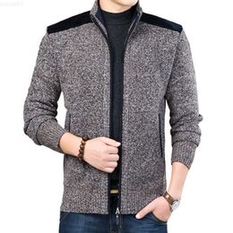 Men's Sweaters Winter Men Streetwear Jacket Causal Cardigan Coat Knitted Cardigan Thick Zipper Patchwork Male Sweater Mandarin Collar Outerwear L230719