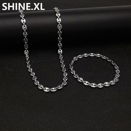 316L Stainless Steel Coffee Bean Chain 22 Necklace and 8 Bracelets Fashion Hip Hop Jewellery Set Gold Chain for Men234A