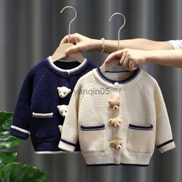 Pullover Autumn Children Cardigans Single Breasted O-Neck Boys Girls Cartoon Knitted Sweaters Active Cute All-Match Kids Outerwear HKD230719