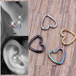 40pcs lot Mixed 4 Colors Ear Cartilage Earrings Piercing Heart Labret Rings Lip Hoop Nose Rings Body Jewelry2736
