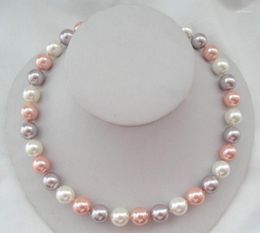 Necklace Earrings Set Long 18" 36" 8mm Multicolor Shell Pearl Earring