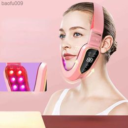 Dispositivo di sollevamento del viso LED Photon Viso dimagrante Massaggiatore di vibrazione Doppio mento a forma di V Sollevamento della guancia Strumenti per massaggiatore facciale L230520