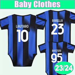 23 24 LAUTARO Baby Clothes Soccer Jerseys GOSENS J. CORREA BARELLA LAUTARO ACERBI CALHANOGLU BASTONI DE VRIJ Home Blue Football Shirts