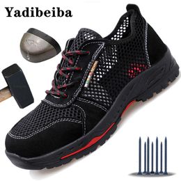 Boots Summer mens safety shoes shockproof and non destructive breathable mesh work womens light steel toe caps 230719