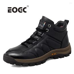 Boots Handmade Leather Men Winter With Fur Warm Snow Quality Shoes Footwear Rubber Ankle