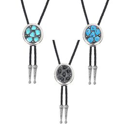 Bolo Ties Natural Turquoise Agate Oval Simplicity Revivalism Male And Female Bolo Tie Rope Exquisite Creative Birthday Gift HKD230719