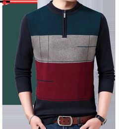 Men's Sweaters 2022 striped zipper pullovers sweater fashion knitted men clothing thick winter warm sweaters mens christmas sweatshirts 1141 L230719