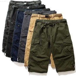 Men's Shorts 2023 summer Europe style Camouflage cargo Cropped shorts men loose Multi-pocket tactical cargo work shorts for men M-5XL L230719