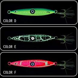 Glow-in-the-dark iron plate sea fishing boat fishing knife bait with light keelreinforced flash Glow-in-the-dark(Burst bare plate+with squid four book hook)