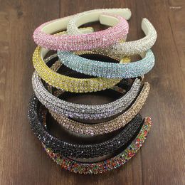 Hair Clips Bright Bejeweled Padded Headbands Chic Pink Blue Rhinestones Crystal Hairbands For Women Party Sparkly Small Version