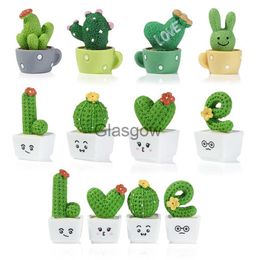 Interior Decorations Cactus Flower Pot Succulent Plants Natural Mineral Turtle Mini Fairy Garden Kiniature Ornament Accessories Car Decor x0718