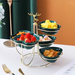 Plates Iron Art Ceramics Snack Tray Decoration Display Stand Platter Fruit Plate Dried Bowl Candy Cake