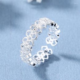 Cluster Rings Fashion Hollow Lace Love Open Simple Single Boudoir Ring Sister Index Finger Adjustable For Girls 2023 Jewellery