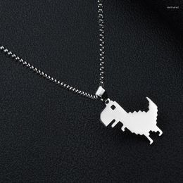 Chains Personality Cartoon Cute Little Dinosaur Pendant Titanium Steel Necklace Ins Men And Women Street