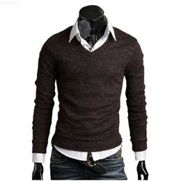 Men's Sweaters 2015 Free Shipping New Arrival Autumn Men's Knit Sweater Thick Plush Wool V-neck Sweater Bottoming 4 Size 6 Colours L230719