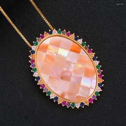 Pendant Necklaces GODKI Sweet Romantic Shiny Oval Opal Chain Necklace Jewellery For Women Bridal Wedding Engagement Daily Fine Accessories