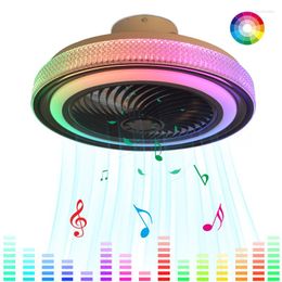 Pendant Lamps RGB Colour Bedroom Fan Lamp Home Restaurant LED Ceiling Smart APP Bluetooth Music Invisible