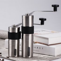 Manual Coffee Grinders 2 Size Manual Ceramic Coffee Grinder Stainless Steel Adjustable Coffee Bean Mill With Rubber Loop Ring Easy Clean Kitchen Tools 230719