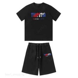 Trapstar Mens t Shirt Pants 2 Piece Sets Designer Rainbow Towel Embroidery Decoding Tshirts Men's Black White Round Neck T-shirt 1 K2WX