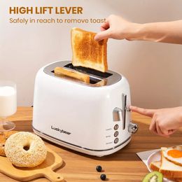 Toaster 2 Slice, Projection Stainless Steel Toasters With Bagel, Cancel, Defrost Function And 6 Bread Shade Settings Bread Toaster With Ambient Light,