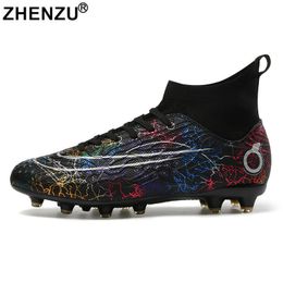 Dress Shoes ZHENZU 33 45 High Ankle Football Boots Men Soccer Shoe Man Sports Sneakers Kids Boys Cleats for Children 230718