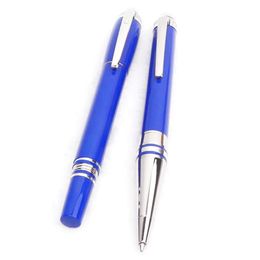 PURE PEARL Blue crystal head Luxury ball Ballpoint pen top Quality Classic resin Barrel with Serial Number Writing smoth Supplie G255n