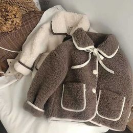 Jacken Baby Mädchen Herbst Mantel Baumwolle Dicke Wolle Gebürstet Parka Grenze Kaninchen Samt Tasche Kinder Mantel Z230719