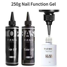 Nail Gel RS nail 250ML super top coating basic coating 2PCS set nail art gel polishing UV/LED socket non adhesive layer transparent top gel handle 230718