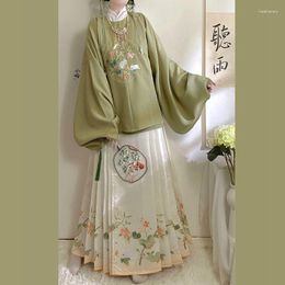 Ethnic Clothing Chinese R Year Of The Hanfu Women's Round Neck Robe Skirt Pipa Sleeve Horse Face Winter