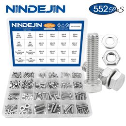 NINDEJIN Nail 552pcs set stainless steel m3 m4 m5 m6 external hex hexagon head screw set278Y