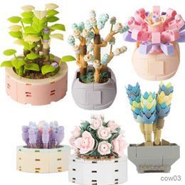 Blocks DIY Potted Plants Succulents Cactus Bonsai Tree Gardens Romantic Building Blocks Model Bricks Kids Sets Kits Toys R230720