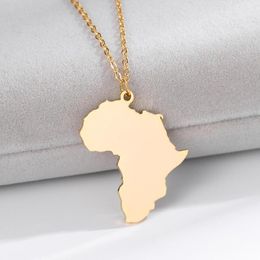 Chains 18K Gold-plated Africa Stainless Steel Travel Necklace Map Pendant African Valentines Day Gift For Him Women Jewelry