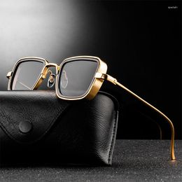 Sunglasses Brand Vintage Metal Steampunk Men Women Square Sun Glasses For Stylish Retro Shades Male Female UV400
