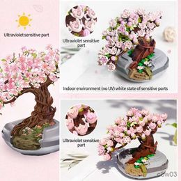 Blocks Cherry DIY 3D Blocks Bricks Bouquet Succulent Plants Mini Constructor Building Blocks Decorative Flower Series Assembling R230720