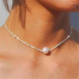 Chains Summer Outdoor Fashion Natural Pearl Pendant Short Clavicle Chain Necklace Jewellery Birthday Gift