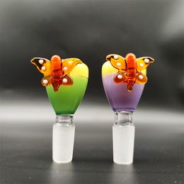 2023 Wig Wag 14mm Thick Bowl Piece Bong Glass Slide Water Pipes Cream Round Butterfly Cream Heady Slides Colourful Bowls Male Smoking Accessory