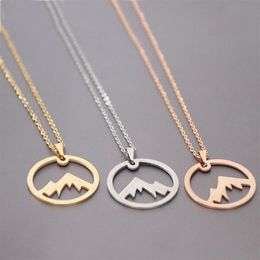 Everfast Origami Snow Mountain Pendants Necklace Maxi Colar Simple Stainless Steel Charms Chokers Necklaces Women Girls Couple Lov2269