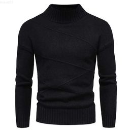 Men's Sweaters Mens Turtleneck Half Wool Pullover Autumn Winter Warm Solid Comfortable Long Sleeve Slim Fit Clothes Knitted Casual Male Sweater L230719