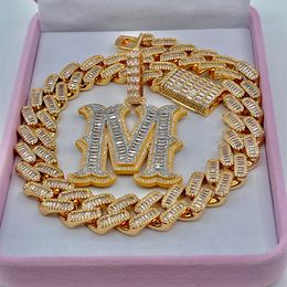 Pendant Necklaces Drip Initial A-Z Baguette Name Letter Pendant For Women Necklace Bling Zircon Hip Hop Rock Street Jewelry 230718