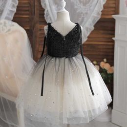 Girl's Dresses Suspenders Sequin Girls Dress to 8 Children's Event Performance Elegant Princess Dress Kids Birthday Party Black Swan Dress