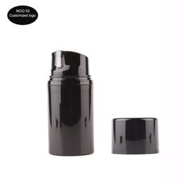 50pcs lot 30ml all black PP airless bottle vacuum pump lotion bottle used for Cosmetic Containe 50ml 80ml 100ml 120ml 150ml242n