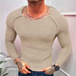 Men's Sweaters Pit Knitting Patchwork Men O Neck Sweater Casual Slim Streetwear Long Sleeve Pullovers Tops Male Solid Thin Jumpers 2023 Sweater L230719