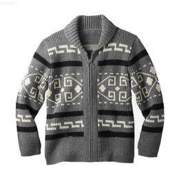 Men's Sweaters Men's Wool Cardigan Casual Turn-down Collar Thick Men Sweater Fashion Patchwork Warm Long Sleeve Coat Knitted Sweater Men L230719