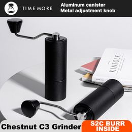 Manual Coffee Grinders TIMEMORE Chestnut C3 Manual Coffee Grinder S2C Burr Inside High Quality Portable Hand Grinder With Double Bearing Positioning 230719