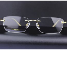 New lightweight 567 Pure-Titanium Frame rimless glasses for men 54-18-145 norble rectangular business eyeglasses for prescription 198B