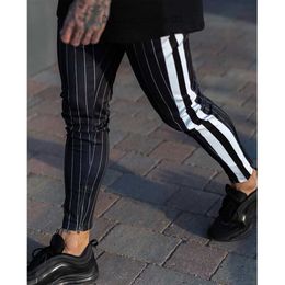 Men's Pants Mens Pants Fashion Men Casual Stripe Long Trousers Slim Fit Sport Gym Skinny Stripe Jogging Joggers Sweat Pants Trousers Z230719