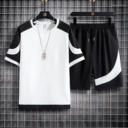 Men's Tracksuits 2023 Set Of Summer Color Matching Short Sleeved Shorts Two-piece Trendy Sportswear Fashionable And Breathable Clothing