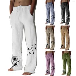 Men's Pants Casual Daily Loose Cotton Linen Solid Colour With Workout & Training Foam House 6 Memory