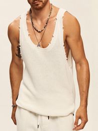 Men's Tank Tops Solid Knitted High Quality Men's Tank Top Super Large T-shirt Fashion Gym Top Men's Breathable Fashion Sportswear Sleeveless Men's T-Shirt 230718